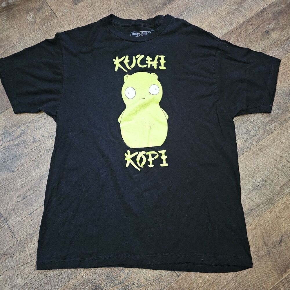 Bob's Burgers Kuchi Kopi Graphic T-Shirt Black Adult XL Ripple Junction TV Show